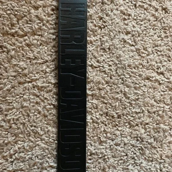 Harley-Davidson Men's XL 42/44 Embossed Genuine Leather Belt, Black New - Picture 2 of 9